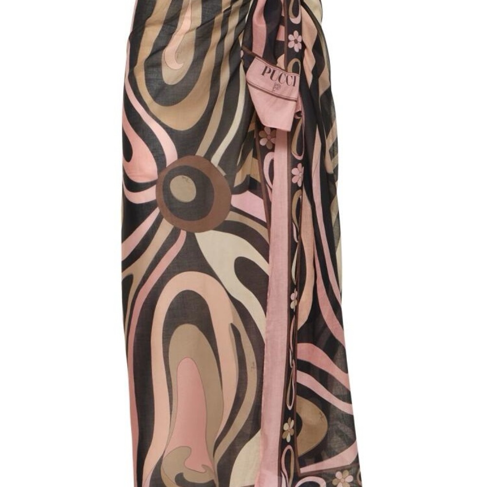 Emilio Pucci Pink and Brown Marmo Print Sarong